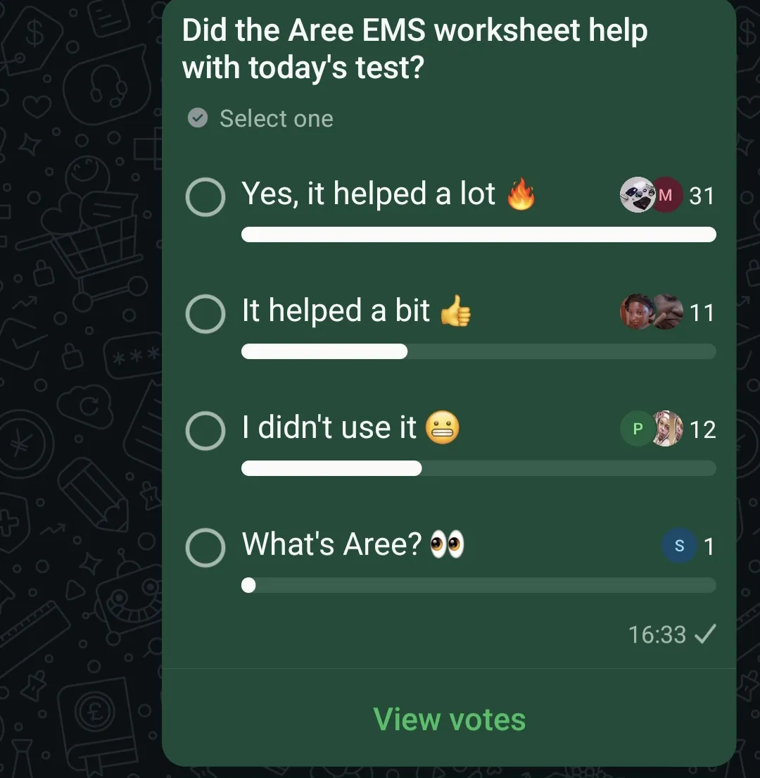WhatsApp Poll - Aree EMS helped